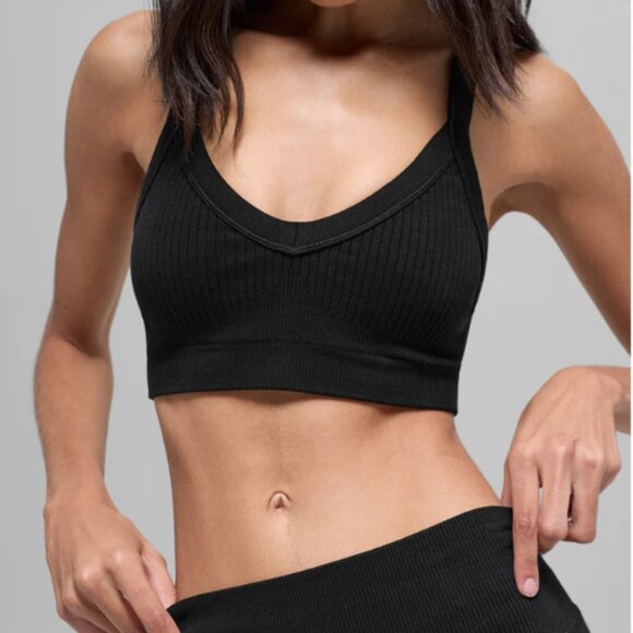 Medium black Alo two tone seamless rib bra (brand new)